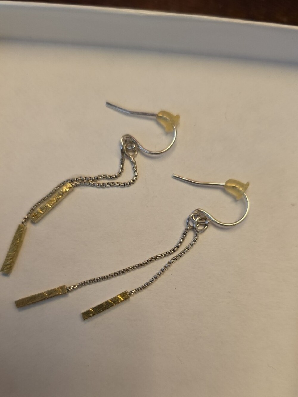 Silpada Elegant Two-Tone Dangle Bar Earrings - Gold and Silver - Picture 6 of 7